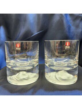 Iittala Finland Himalaya Rocks Glasses Set 2 Frosted Mountain Base Scandinavian